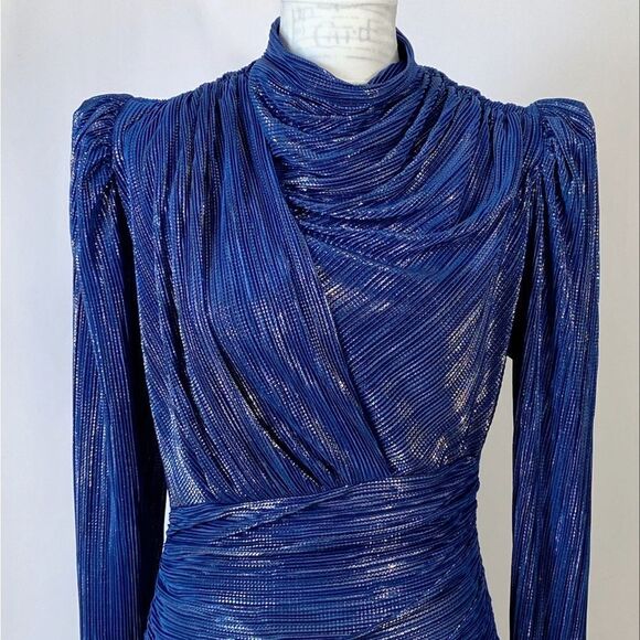 SABINA MUSÁYEV Maya Foiled Pleated Knit Minidress size M - Picture 4 of 12